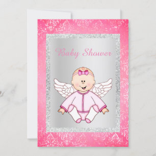 JOLIE ROSE DEUX TONE ANGEL BABY SHOWER INVITATION