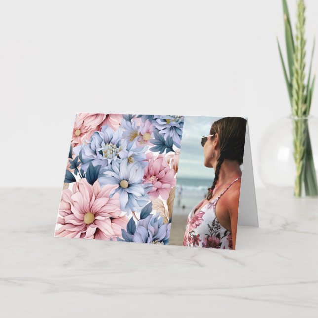 Jolie rose et bleu floral  (Devant)