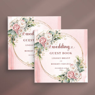 Jolie Rose Gold Floral Greenery Livre d'or de mari