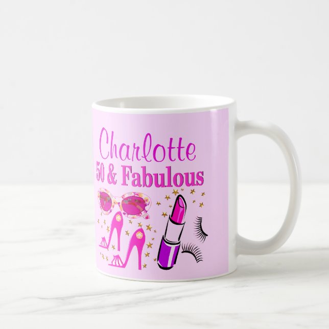 JOLIE ROSE PERSONNALISÉE 50E ANNIVERSAIRE MUG (Droite)