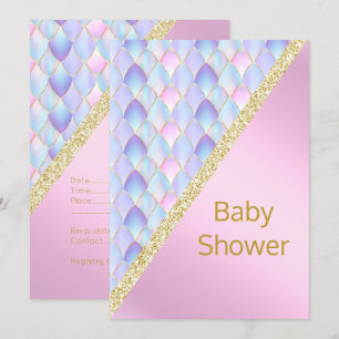 JOLIE ROSE Sirène BABY SHOWER INVITATION Or