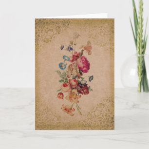 Jolie Rose Vintage victorien Floral Carte de voeux