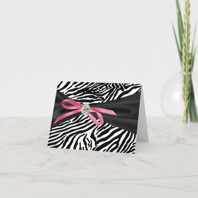 Jolie rose Zebra Merci Cartes (Devant)