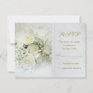 Jolie roses blanches Mariage RSVP Invitation