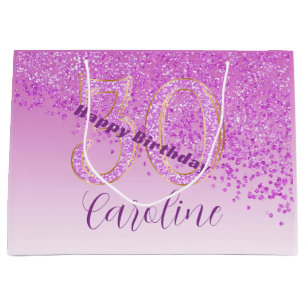 Jolie Sac Cadeau Rose Pailleté 30ème Anniversaire