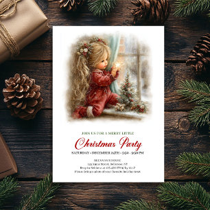 Jolie scène de Noël Fille Cartes d'invitation pour