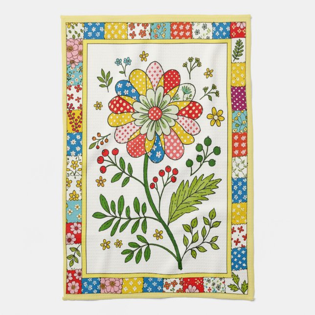 Jolie serviette à fleurs à motifs. (Vertical)