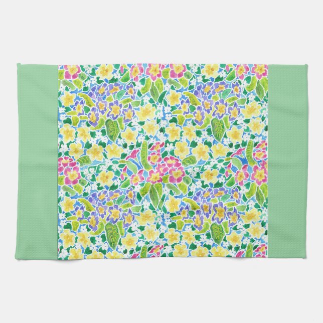 Jolie Serviette De Cuisine, Primroses Printemps, V (Horizontal)
