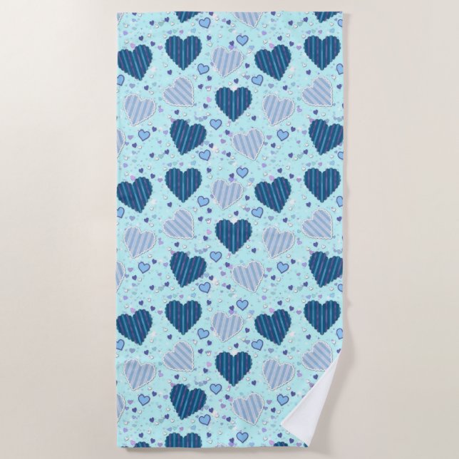 Jolie serviette de plage de Blue Hearts (Devant)