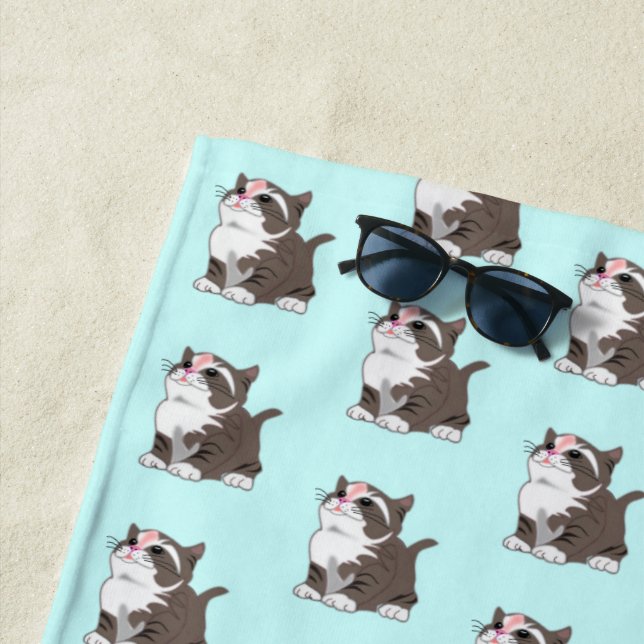 Jolie serviette de plage de chats (En situation)