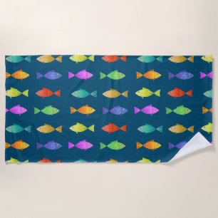 Jolie serviette de plage motif de poisson coloré