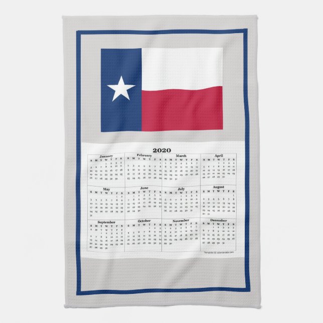 Jolie serviette du calendrier du drapeau du Texas  (Vertical)