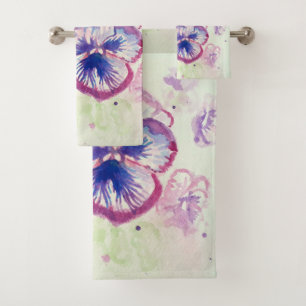 Jolie serviette en aquarelle violette pensée flora