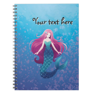 Jolie sirène de mer Carnet Spiral personnalisé