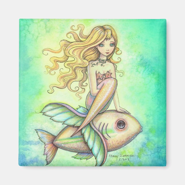 Jolie sirène et poisson aimant (Devant)