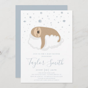 Jolie Sloth Dormir Sur Nuage Baby Sower Invitation