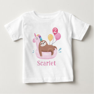 Jolie Sloth et licorne T-shirt d'anniversaire