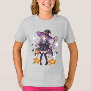 Jolie sorcière Anime fille Halloween T-shirt enfan