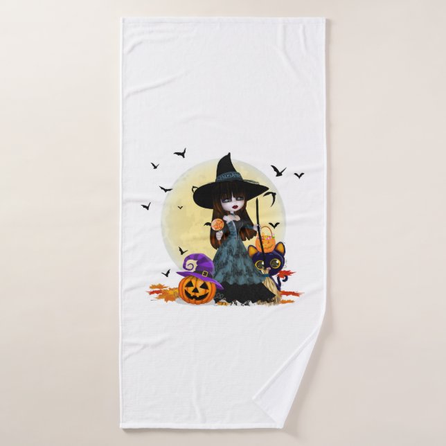 Jolie sorcière d'Halloween (Serviette de bain)