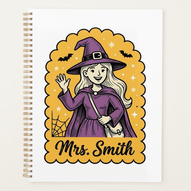 Jolie Sorcière Enseignante Mme Smith Halloween Vin (Devant)