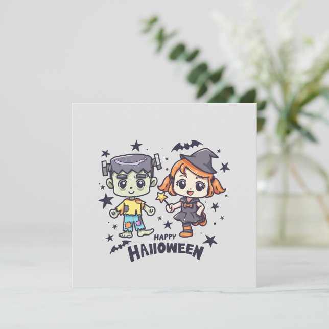 Jolie sorcière et Mischievous zombie garçon (Debout devant)