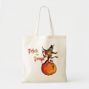 Jolie sorcière sur les sacs d'Halloween Citrouille