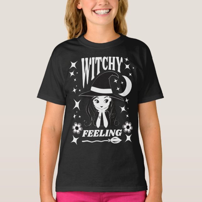 Jolie sorcière Witchy Sentez drôle T-shirt Hallowe (Devant)