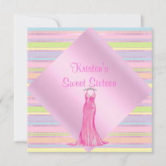 JOLIE STRIPE SWEET SIXTEEN ROSE INVITATION PARTI