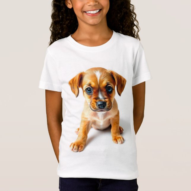"Jolie T-shirt fille chiot - Conception adorable c (Devant)
