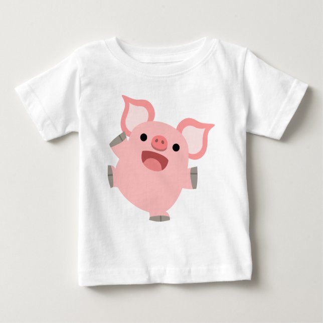 Jolie T-Shirt pour bébé cochon de caricature joyeu (Devant)