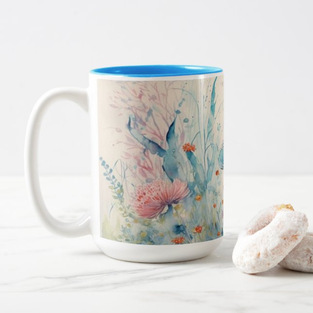 Jolie tasse de boisson en couleur papillon (Avec donut)