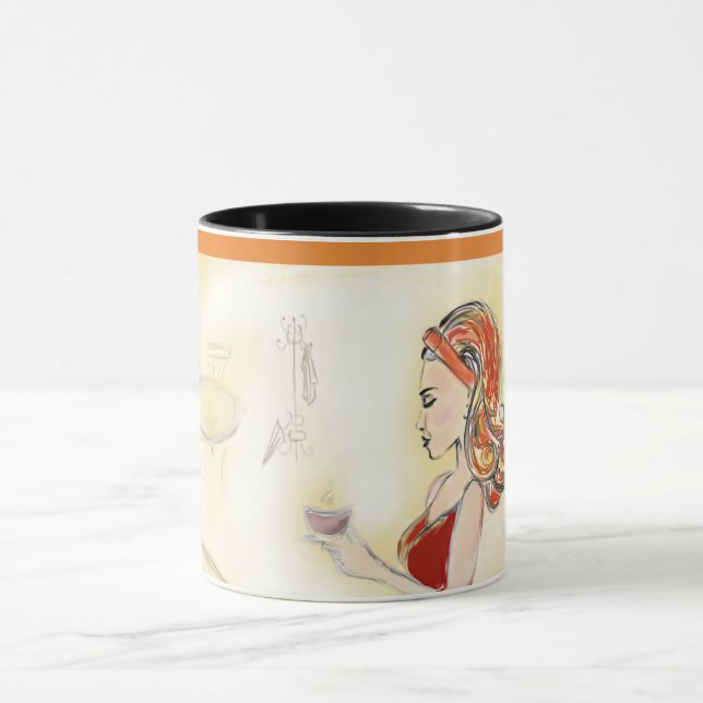 Jolie tasse de café de contemplation de café (Centre)