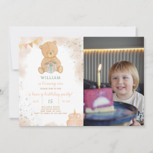 Jolie Teddy Anniversaire Invitation Avec Photo