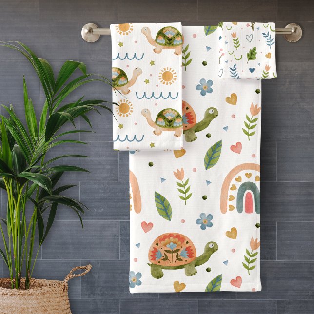 Jolie tortue aquarelle et Motif arc-en-ciel (Créateur téléchargé)