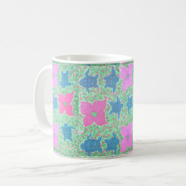 Jolie tortue de mer Tropical Motif Mug (Devant gauche)