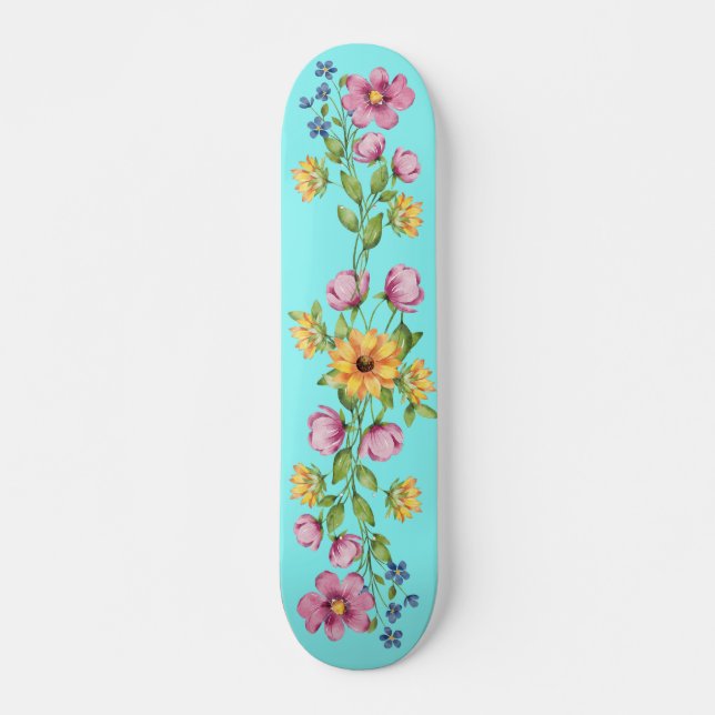 Jolie tournesol et Fleurs sauvages sur skateboard  (Devant)