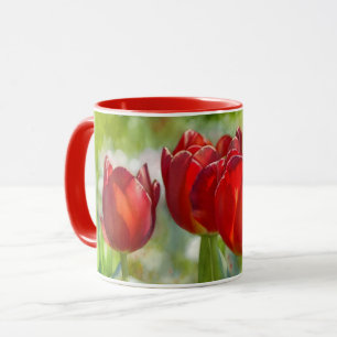 Jolie Tulip Rouge Fleurs Art Mug Cup