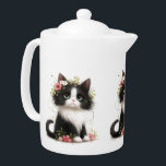 Jolie Tuxedo Kitten avec Fleurs<br><div class="desc">Petit chaton tuxedo ultra-mignon avec des fleurs partout ! Ajoutez des images, ajoutez du texte... .faites-le vous ! Idéal pour les bébés, les enfants et les amoureux de les chats de tous âges.</div>