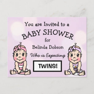 Jolie Twin Girls Baby Shower Invitations