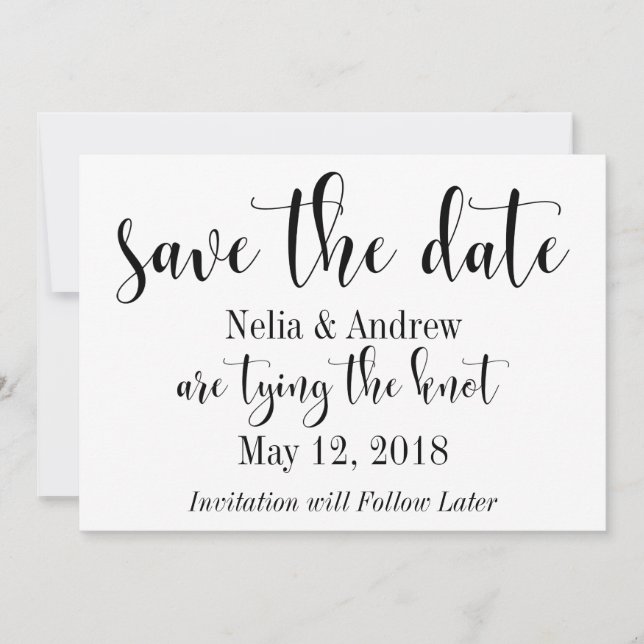 Jolie typographie noir sur blanc Save the Date 2 (Devant)