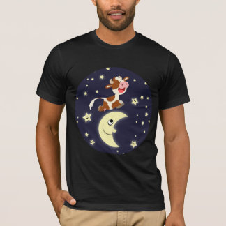 Jolie vache Caricature Qui Saute Sur Le T-Shirt Lu
