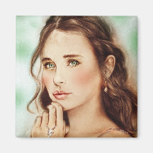 Jolie vintage fille Carré Magnet - Lady du printem