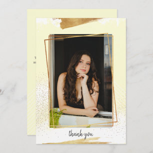 Jolie Yello & Gold encadré Carte de remerciements