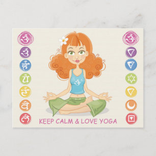 Jolie Yoga Girl Illustration Carte postale