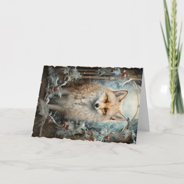 Jolies Animaux de la Forêt de Bois Noël Carte de V (Devant)