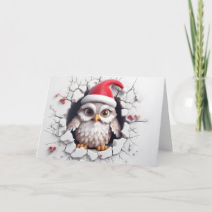 Jolies Animaux de Noël Bébé Chouette 3D Carte de V