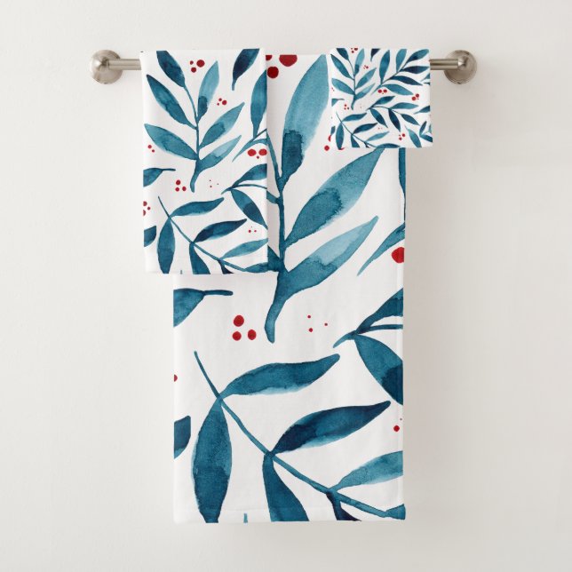 Jolies branches d'aquarelle - turquoise et rouge (En situation)