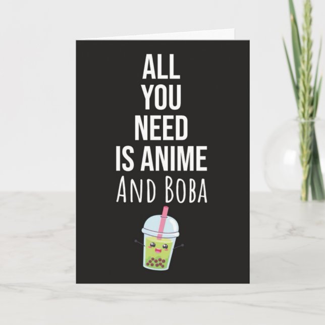 Jolies Cartes Anime Boba Bubble Tea Kaiwaii Otaku (Devant)