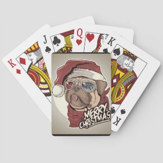 Jolies cartes de jeu de Père Noël Pug