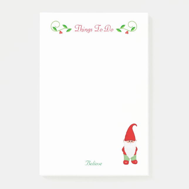 Jolies choses de gnome de Noël à faire Post-it (Devant)